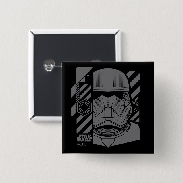 Industrial Style Sith Trooper Graphic 2 Inch Square Button (Front & Back)