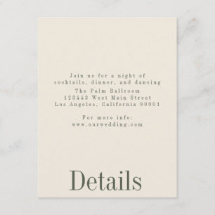 Industrial Summer Wedding Details Card