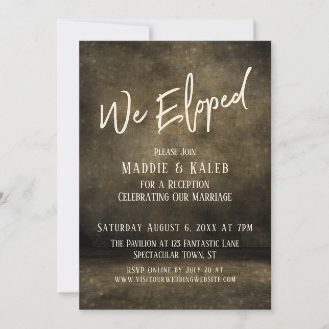 Industrial We Eloped Wedding Reception Only Invitation (Front)