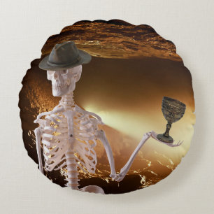 "Indy" Bones Halloween Skeleton Throw Pillow