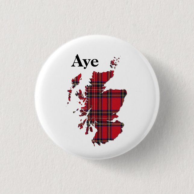 #indyref Tartan Aye Scotland Pinback 1 Inch Round Button (Front)