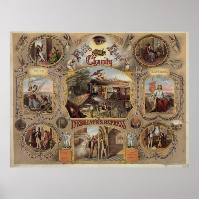 Inebriate's Express Vintage Americana Temperance Poster (Front)