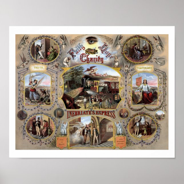 Inebriate's Express -- Vintage Temperance Poster (Front)