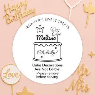 Inedible Cake Decorations Do Not Eat Warning Classic Round Sticker