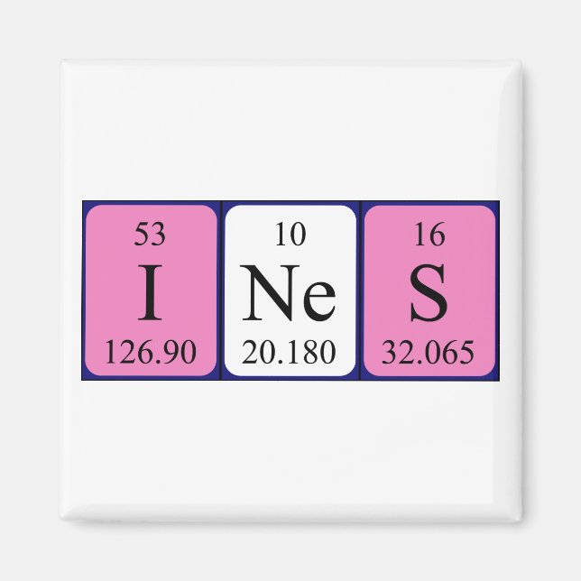 Ines aimant de nom de table périodique (Devant)