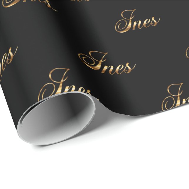 Ines gold design lettering gift wrapping paper (Roll Corner)