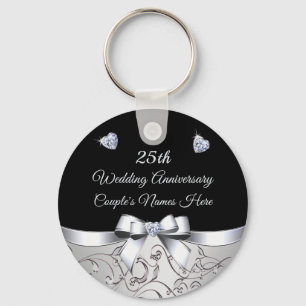 Inexpensive 25th Wedding Anniversary Party Favours Keychain