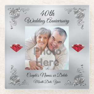 Inexpensive 40th Anniversary Gift Ideas, Custom Glass Coaster