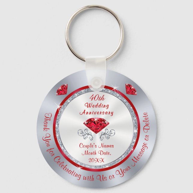Inexpensive, 40th Anniversary Party Favours Keychain (Front)