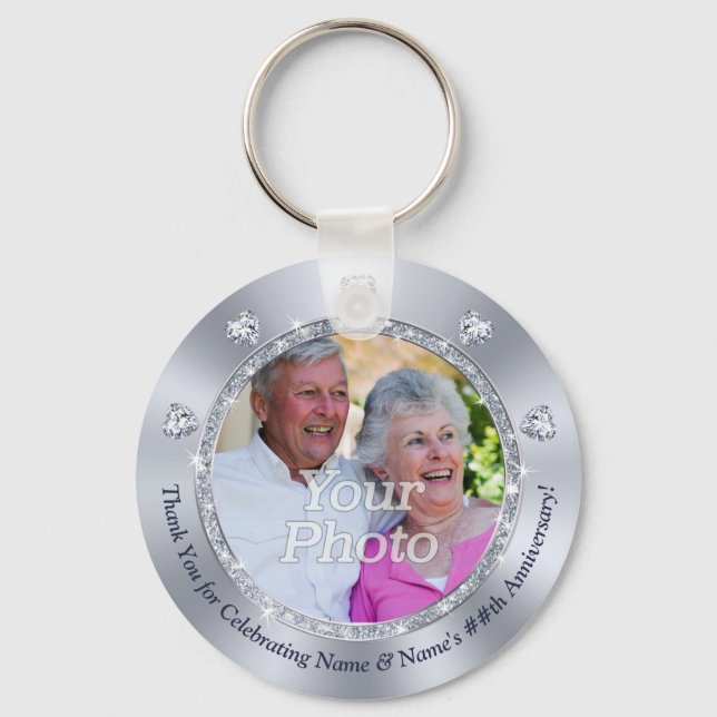 Inexpensive, 60th Wedding Anniversary Party Favors Keychain (Front)