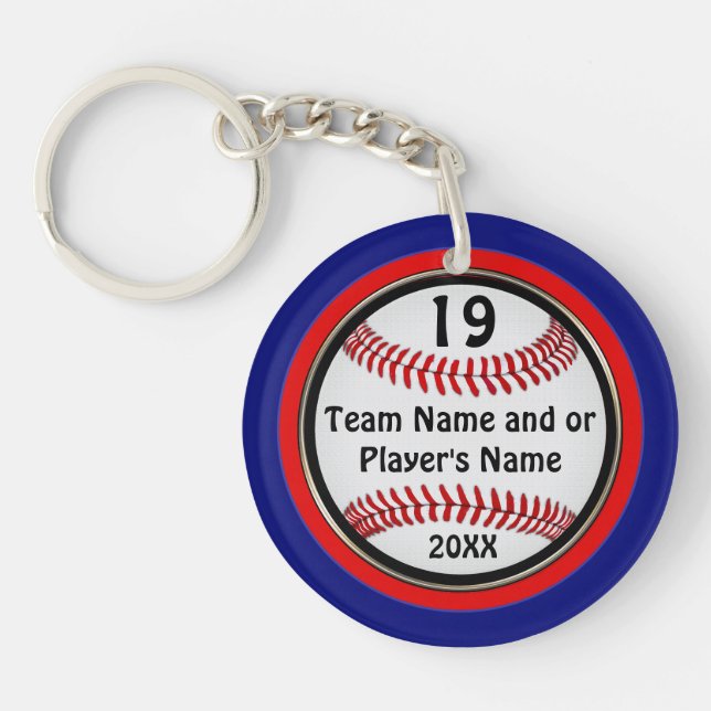Inexpensive Baseball Team Gifts PERSONALIZED Keychain (Front)