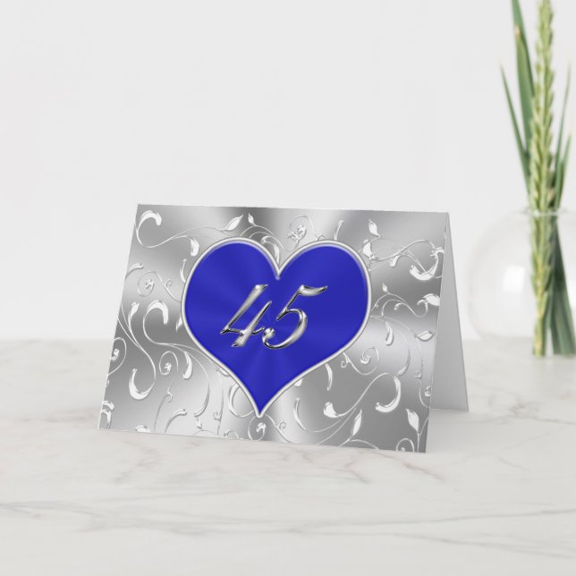 Inexpensive Blue 45th Wedding Anniversary Cards (Front)