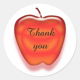 Inexpensive Bright Red Apple Thank You Teacher Classic Round Sticker
