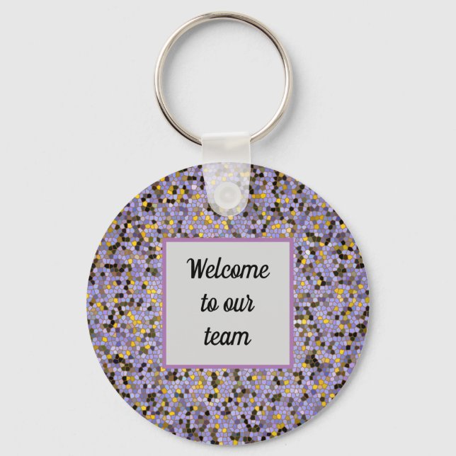 Inexpensive Business Team Welcome Mosaic Purple Keychain (Front)