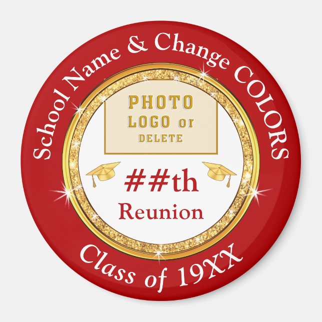 Inexpensive Class Reunion Gifts, Red, White, Gold  Magnet (Front)