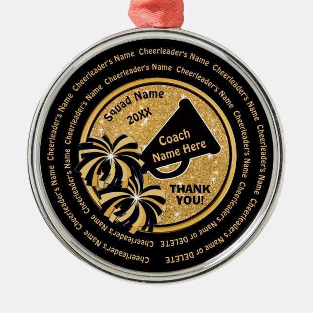 Inexpensive Custom Cheerleading Coach Gift Ideas Metal Ornament (Front)