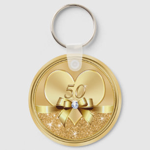 Inexpensive Heart 50th Wedding Anniversary Favours Keychain
