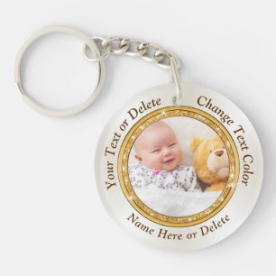 Inexpensive Personalised Keyrings Photo and Text