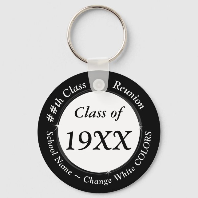 Inexpensive Personalized 20th High School Reunion Keychain (Front)
