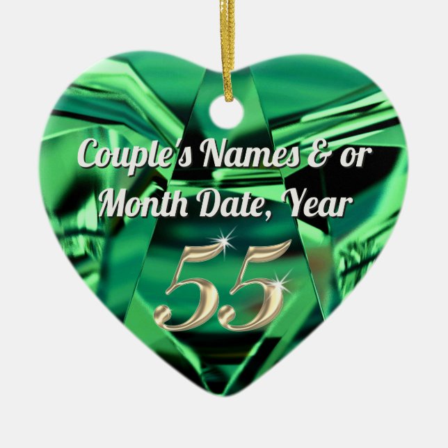Inexpensive, Personalized 55th Anniversary Gifts Ceramic Ornament (Front)