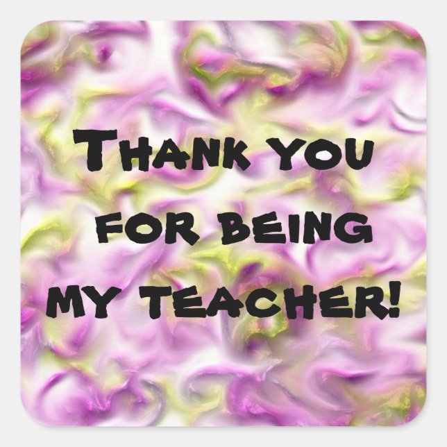 Inexpensive Thank You Pink Teacher Appreciation Square Sticker (Front)