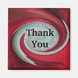 Inexpensive Thank You Token Bright Red Swirl Magnet
