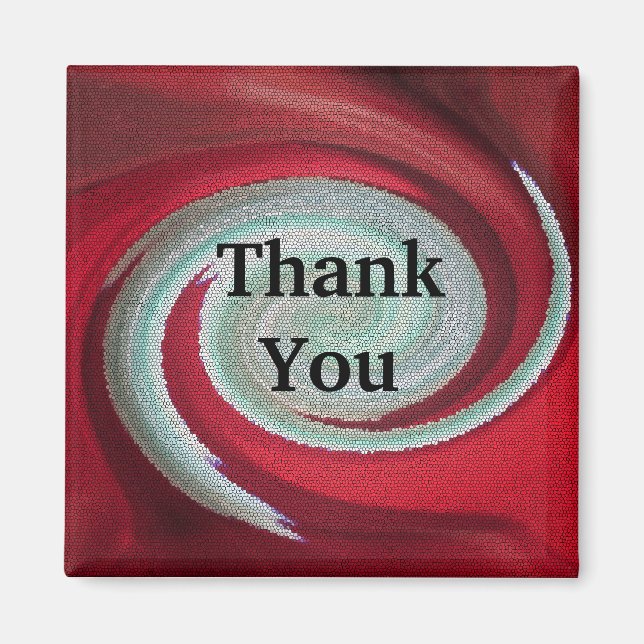 Inexpensive Thank You Token Bright Red Swirl Magnet (Front)