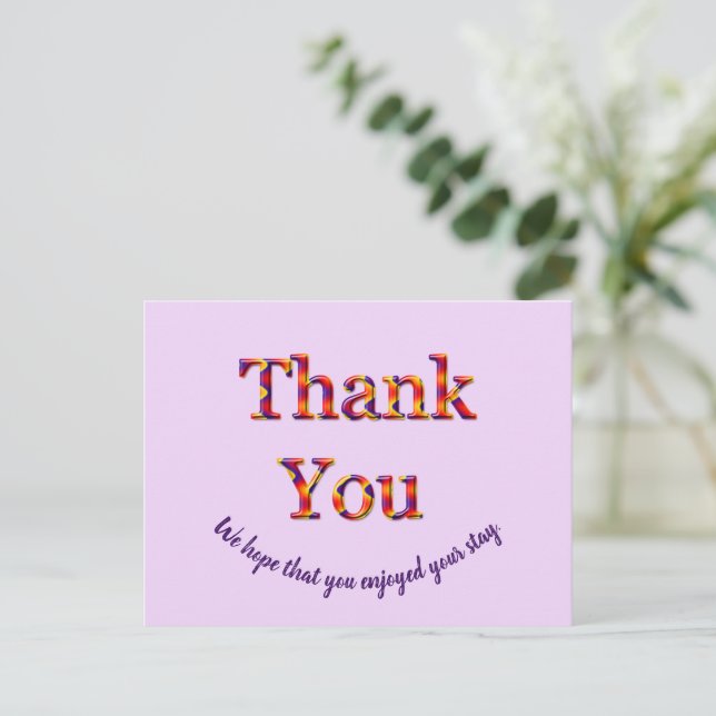 Inexpensive Vacation House Thank You Guest Thanks Postcard (Standing Front)
