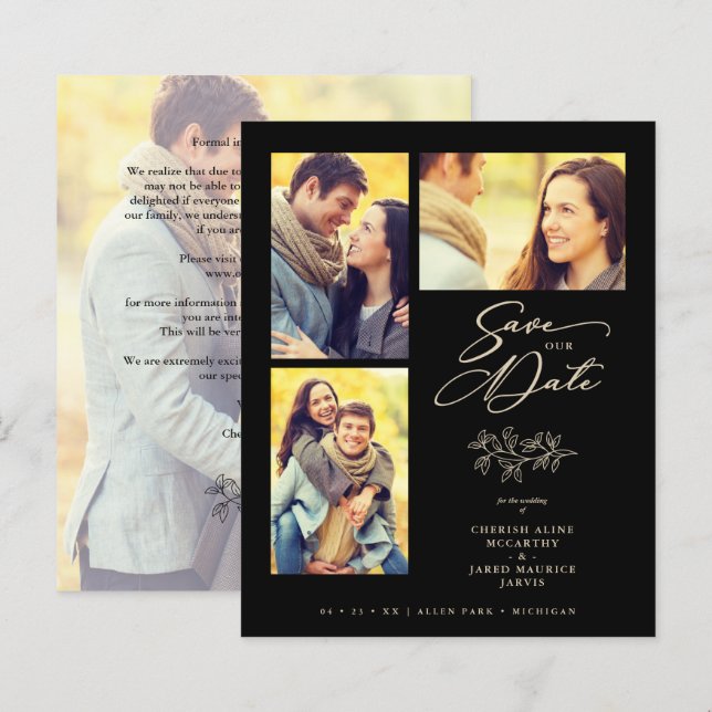 Inexpensive Wedding 4 Photos Collage Branches (Front/Back)