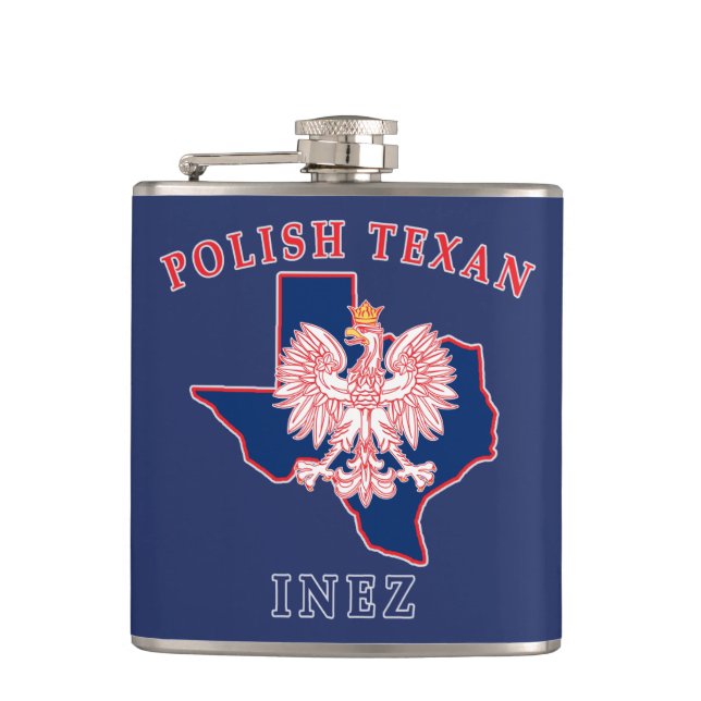Inez Polish Texan Hip Flask (Front)