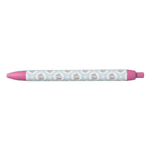 Infant Baby Boy Blue Elephant Shower Gift Black Ink Pen
