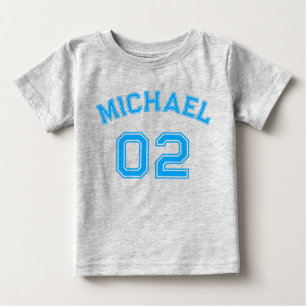 Infant Boy Blue Name Jersey Number Sports Cotton Baby T-Shirt