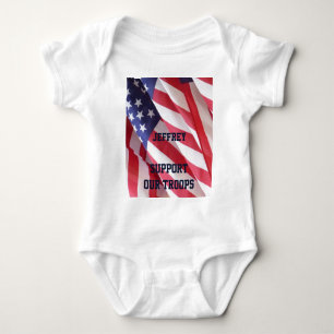 Infant Creeper, Flags, Support Our Troops Baby Bodysuit