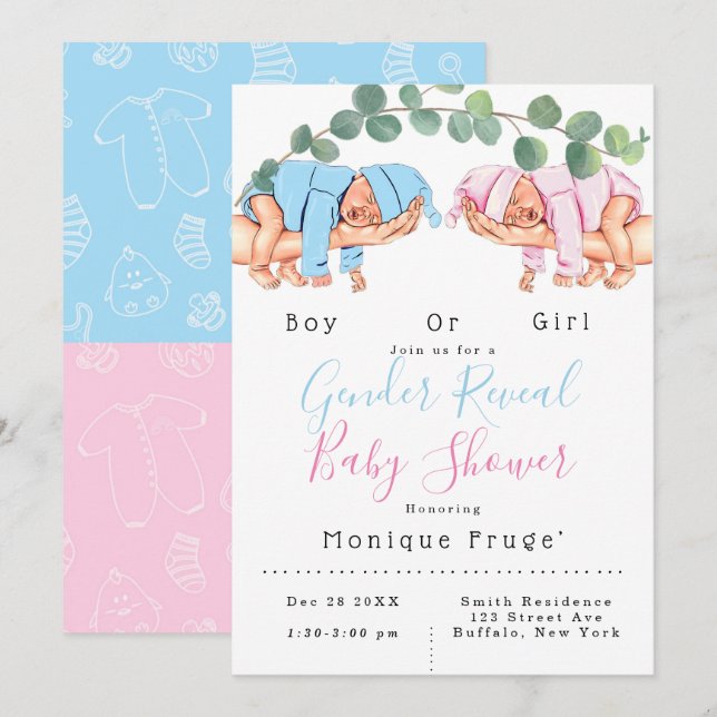 Infant Girl Boy Mommy’s Arm Gender Reveal  Invitat Invitation (Front/Back)