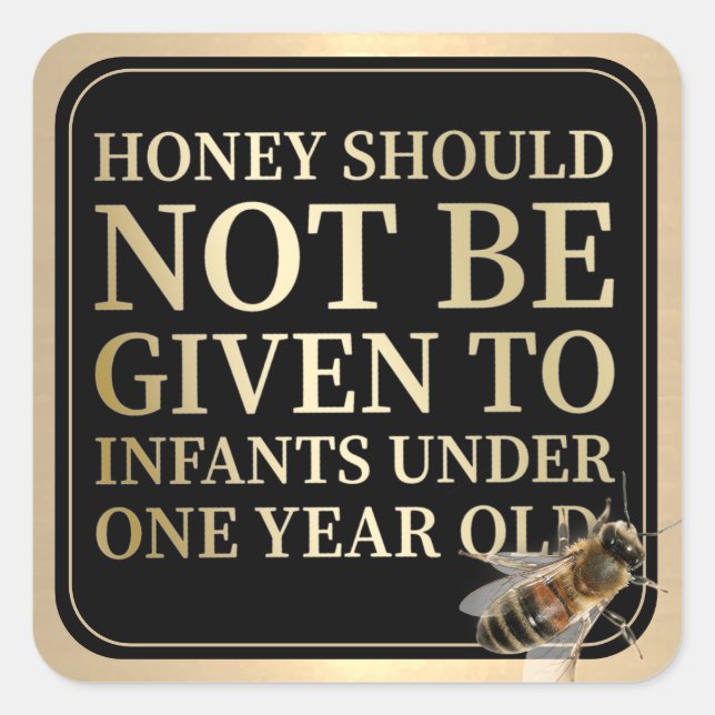INFANT HONEY WARNING LABEL Gold and Black Bee (Front)