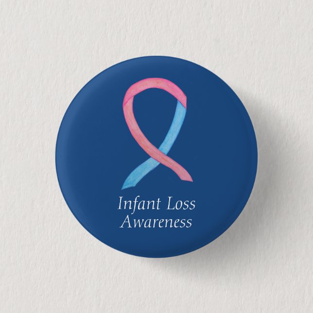 Infant Loss Awareness Ribbon Custom Art Pins (Front)