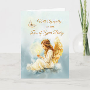 Infant Loss Sympathy Angel with Candle Butterfly Card