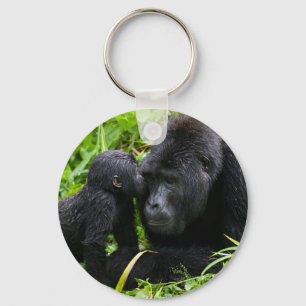 Infant Mountain Gorilla Kisses Silverback Gorilla Keychain