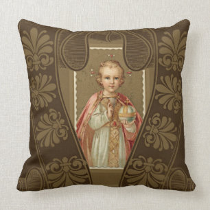 Infant of Prague Jesus with World Throw Pillow