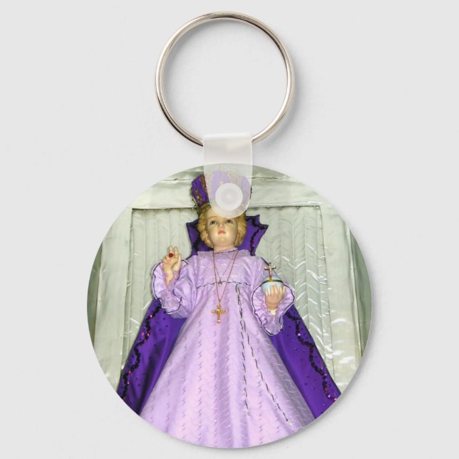 Infant of Prague Statue Keychain (Front)