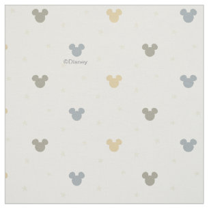 Infant Pastel Mickey Mouse Icon and Star Pattern Fabric
