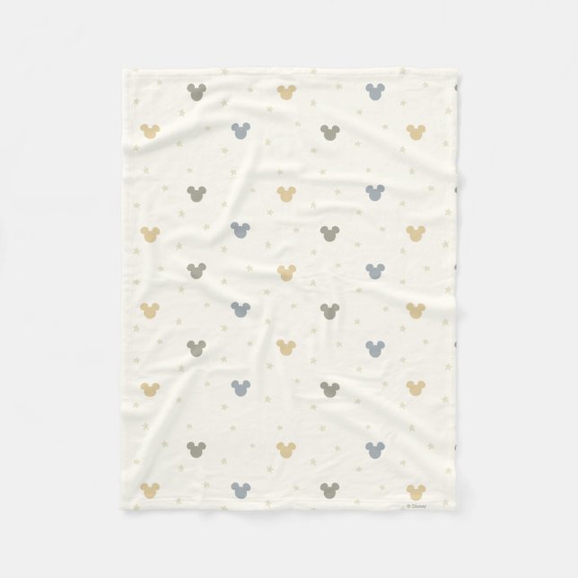 Infant Pastel Mickey Mouse Icon and Star Pattern Fleece Blanket (Front)