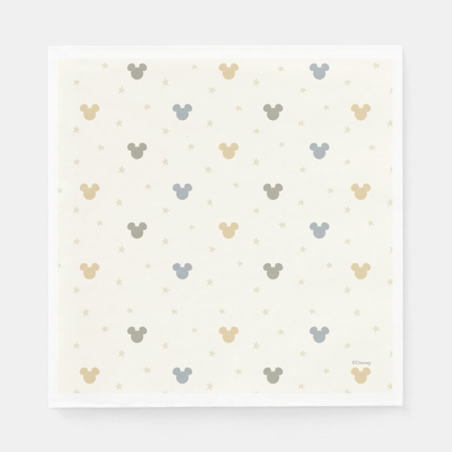 Infant Pastel Mickey Mouse Icon and Star Pattern Napkin (Front)