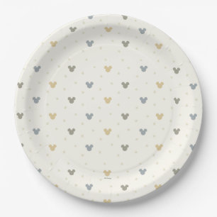 Infant Pastel Mickey Mouse Icon and Star Pattern Paper Plate