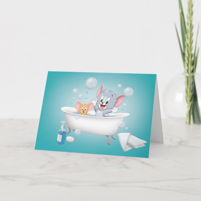 Infant Tom and Jerry Taking a Bath Card (Front)