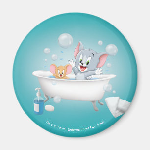 Infant Tom and Jerry Taking a Bath Magnet