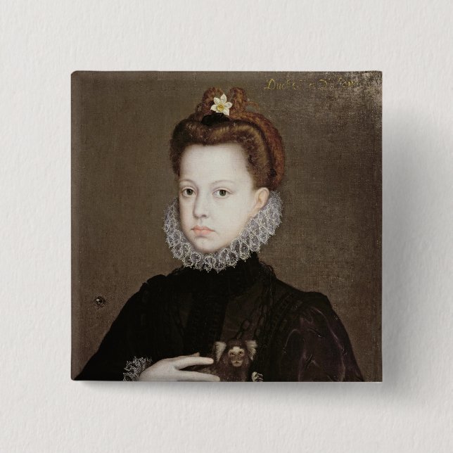 Infanta Isabella Clara Eugenia 2 Inch Square Button (Front)