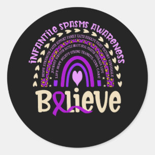 Infantile Spasms Awareness Believe Boho Rainbow Ho Classic Round Sticker