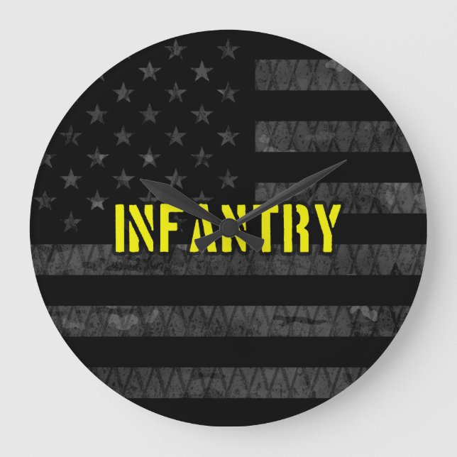 Infantry Subdued American Flag Large Clock (Front)