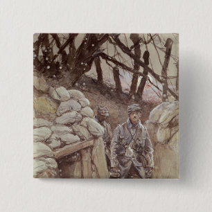 Infantrymen in a Trench, Notre-Dame de Lorette 2 Inch Square Button